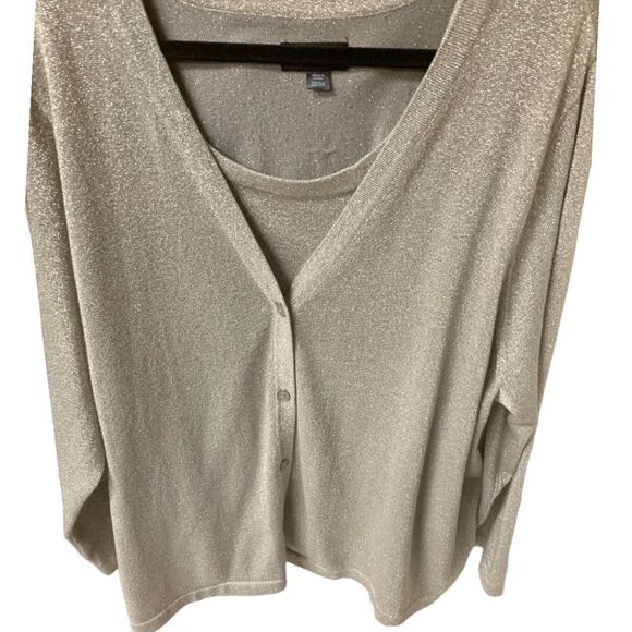 AVENUE Plus Size Women's Sparkly TwoFer One LongSleeve Top/Tank 22/24/26/28 - Picture 8 of 13